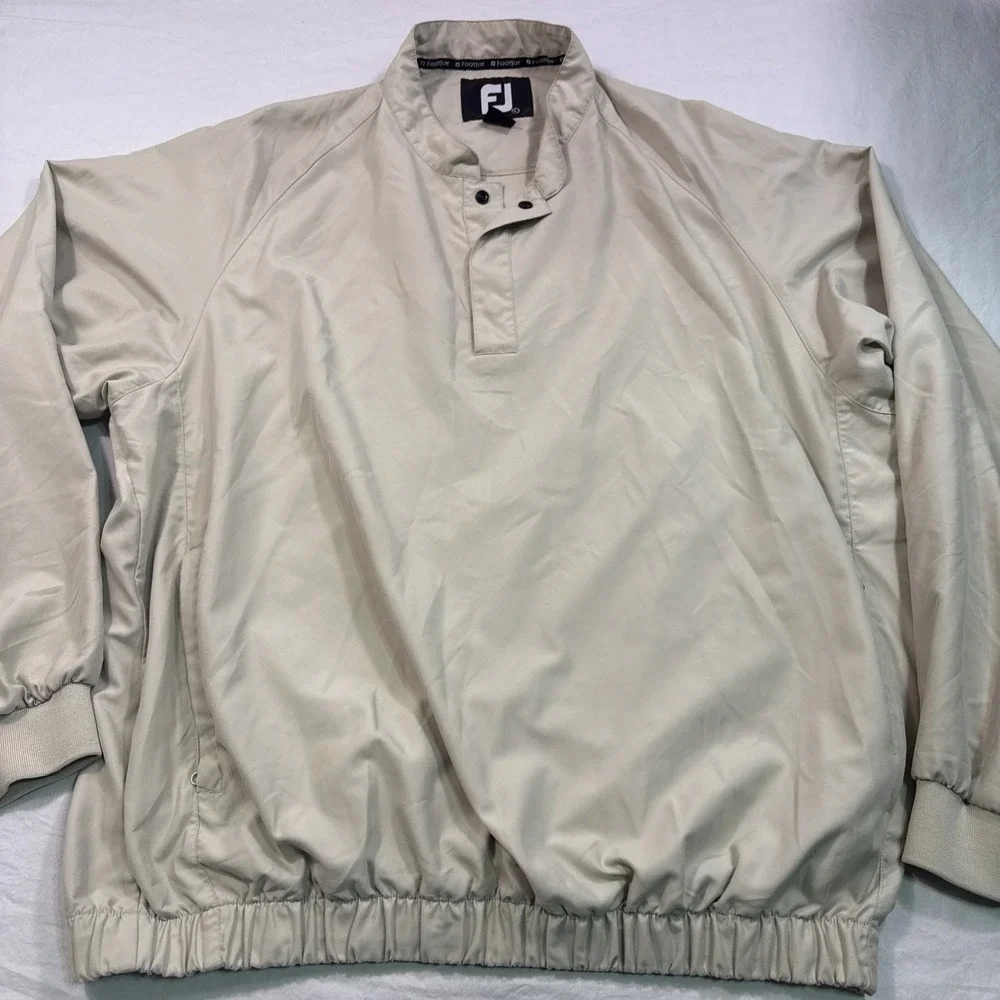 FootJoy 1/2 Zip Pullover MENS LARGE Golf Rain Wind Jacket L/S TAN BEIGE FJ